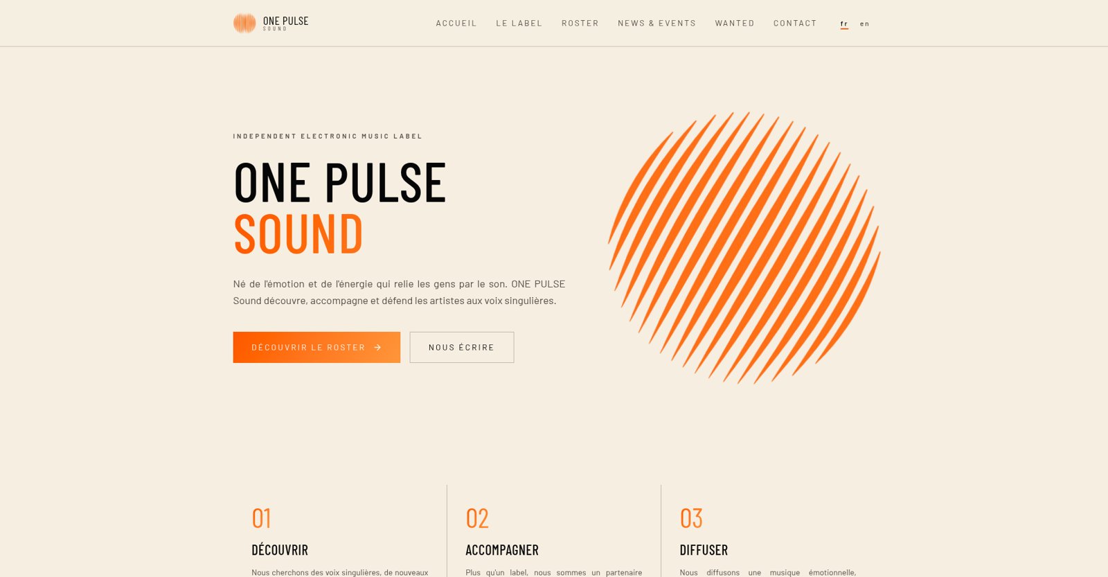 One Pulse Sound website homepage